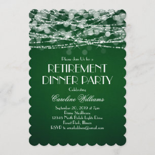 Invitation Guirlande de lumières blanches sur retraite verte