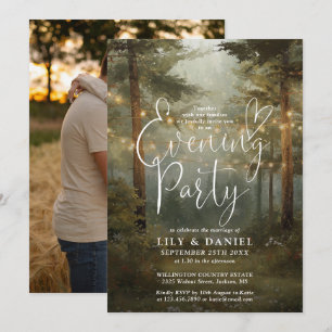 Invitation Guirlande de lumières de forêt Photo Mariage Soiré