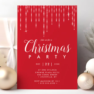 Invitation Guirlande de lumières élégante Fête de Noël rouge