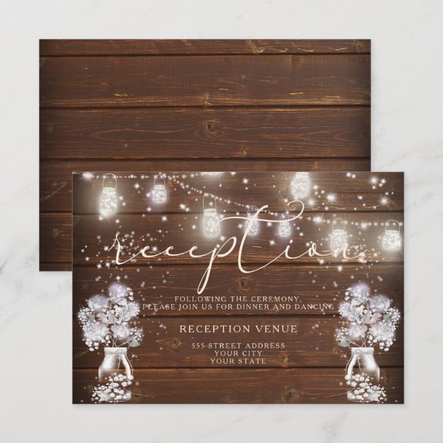 Invitation Guirlande de lumières en pots Mason rustiques laBa (Devant / Derrière)