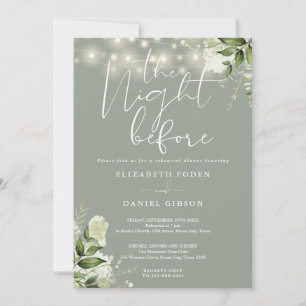 Invitation Guirlande de lumières vert sauge pour dîner de rép