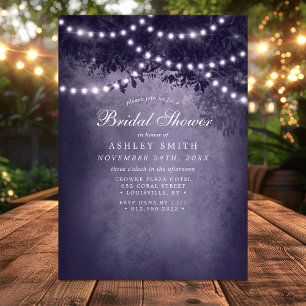 Invitation Guirlande de lumières violette pour arbre rustique