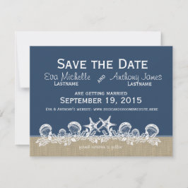 Invitation Guirlande de mer bleu marine Save the Date