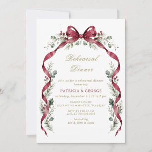 Invitation Guirlande de Noël à nœud bourguignon pour dîner de