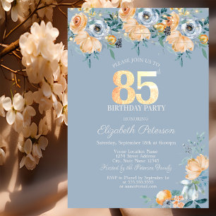 Invitation Guirlande de Roses Lumineuses Bleu Poussiéreux 85e