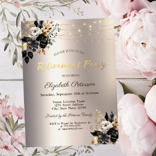 Invitation Guirlande de roses noires Lumière ivoire Fête de r