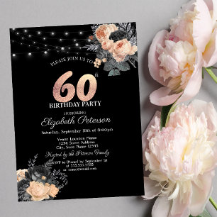 Invitation Guirlande de roses oranges pour 60ème anniversaire