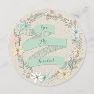 Invitation Guirlande et bannière florales chiques de partie