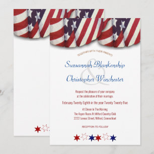 Invitation Guirlande et étoiles rouge, blanc et bleu patrioti