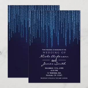 Invitation Guirlande lumineuse bleue élégante pour mariage d'