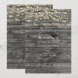 Invitation Guirlande lumineuse en bois gris rustique pour mar