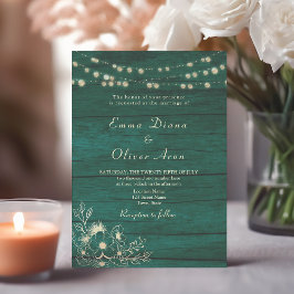 Invitation Guirlande Lumineuse en Bois Vert Émeraude pour Mar