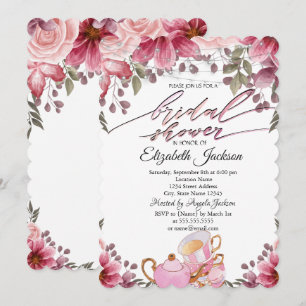 Invitation Guirlande Lumineuse Macarons Théière pour Shower d