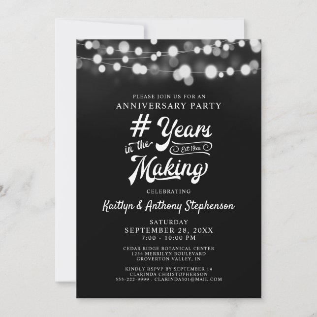 Invitation Guirlande lumineuse pour tout anniversaire DES ANN (Devant)