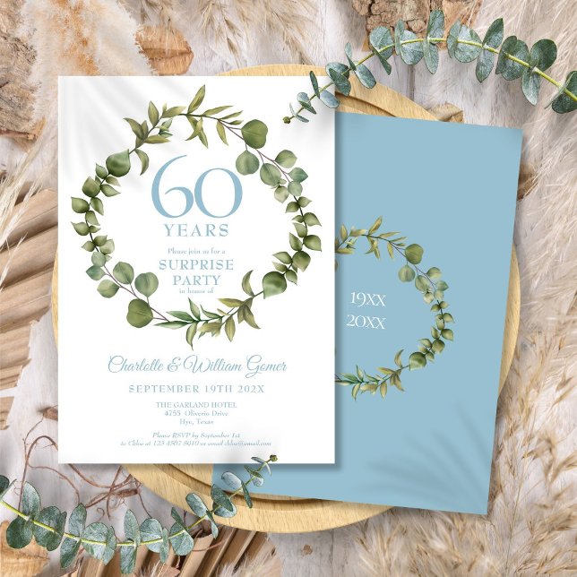 Invitation Guirlande pour fête surprise pour les 60 ans de ma (Surprise Party 60th Wedding Anniversary Garland Invitation)
