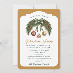 Invitation Guirlande rustique élégante pour la fête de Noël