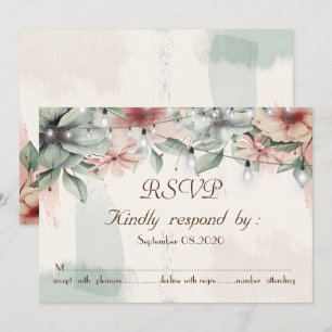 Invitation Guirlandes de lumières,Coup de pinceau,Floral RSVP