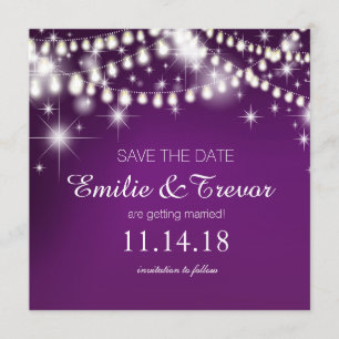 Invitation Guirlandes de lumières Enregistrez la date   viole