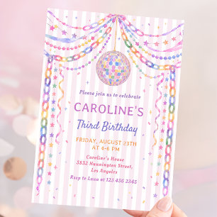 Invitation Guirlandes disco en papier fantaisiste Anniversair