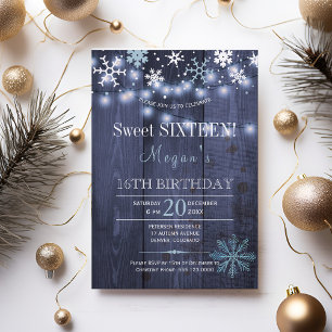 Invitation Guirlandes flocons de neige chic hiver doux seize