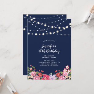 Invitation Guirlandes Lumineuses et Fête d'Anniversaire Adult
