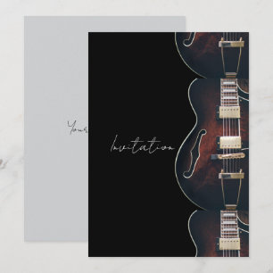 Invitation Guitare Électrique Sur Fond Noir