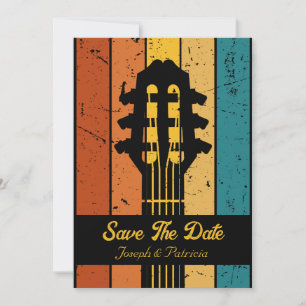 Invitation Guitare rétro Guitare vintage, enregistrez la date