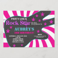 Guitare rock star rose noir fille anniversaire