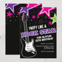 Guitare rose violet rockstar pour anniversaire