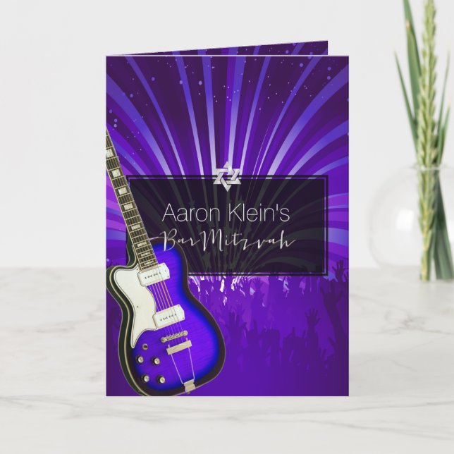 Invitation Guitare violette PixDezines/photo/bar mitzvah (Devant)