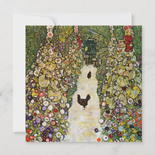 Invitation Gustav Klimt - Allée de jardin avec poules