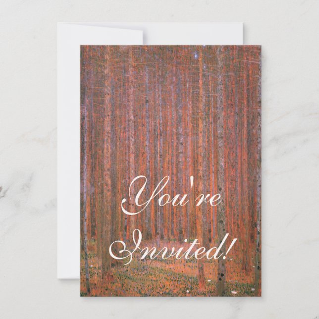 Invitation Gustav Klimt Fir Forêt Tannenwald Arbres rouges (Devant)