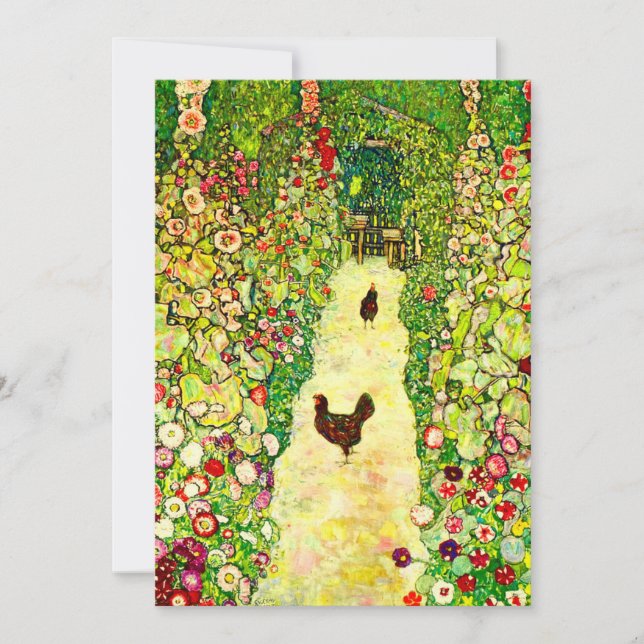 Invitation Gustav Klimt Garden with Chickens (Devant)