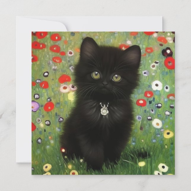 Invitation Gustav Klimt Kitten (Devant)