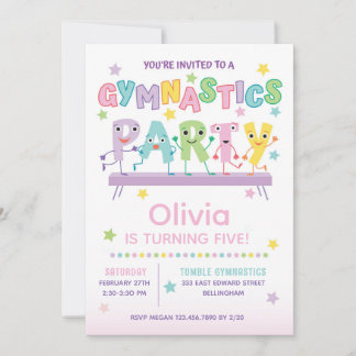 Invitation Gymnastics Birthday Party for Girl