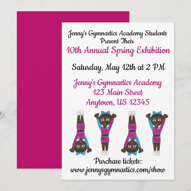 Invitation Gymnastique Académie de gym Exposition Concours (Devant / Derrière)