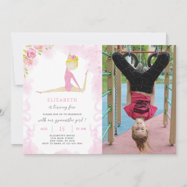 Invitation Gymnastique Anniversaire Avec Photo (Devant)