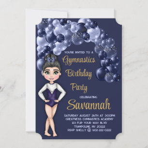 Invitation Gymnastique Anniversaire de la fête Marine Bleu Ba