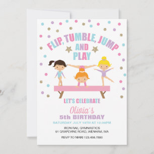 Invitation Gymnastique anniversaire pastel