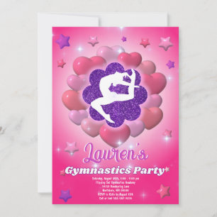 Invitation Gymnastique Anniversaire Soirée rose violet Invita