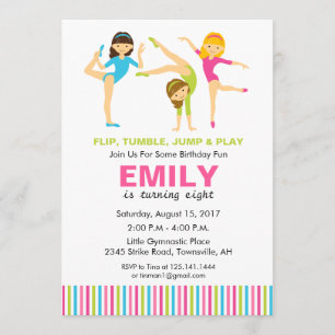 Invitation gymnastique de fête d'anniversaire