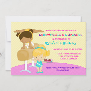 Invitation Gymnastique des roues et des cupcakes