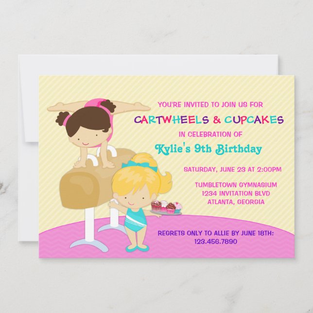 Invitation Gymnastique des roues et des cupcakes (Devant)