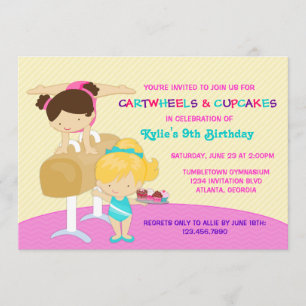 Invitation Gymnastique des roues et des cupcakes