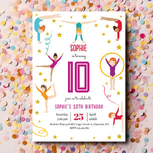 Invitation Gymnastique et acrobatie sport fille anniversaire