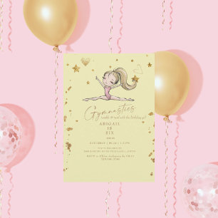Invitation Gymnastique jaune Tumble & Twirl Anniversaire