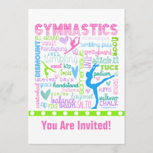 Invitation Gymnastique Pastel personnalisée Mots Typographie