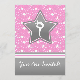 Invitation Gymnastique personnalisée parmi les étoiles en ros