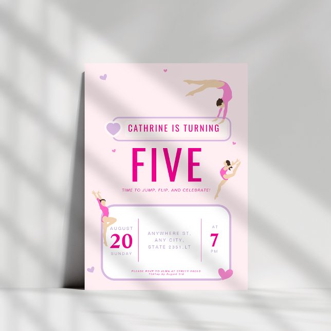 Invitation Gymnastique rose fête d'anniversaire (Créateur téléchargé)