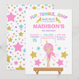Invitation Gymnastique Unicorne Gymnastique Party